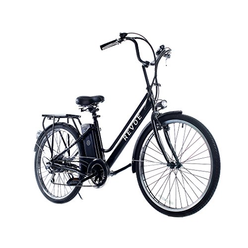 Revoe e-bike, Citybike. Nera, cerchi in lega, 26'', velocità massima 25 km/h, 45 Km di autonomia