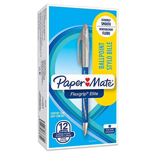 Paper Mate Flexgrip Elite - Penna a Sfera a Scatto, 1 Pezzo, Blu