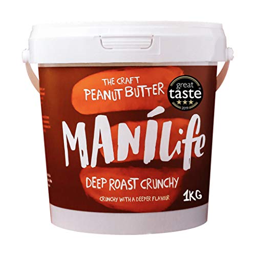 ManiLife Burro di Arachidi – Peanut Butter - Completamente Naturale, Monorigine, Senza Zuccheri Aggiunti e Senza Olio di Palma – ‘Deep Roast’ Croccante (1 x 1kg)