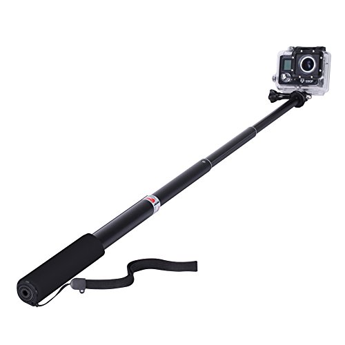 GHB Bastone Selfie per Gopro Asta Selfie Stick Telescopico Palo di Estensione con Monopiede Pole per GoPro Hero 7/5/4/3+/3/2 SJ4000 SJ5000 Sony Action Cam Macchine Fotografiche ecc - Nero