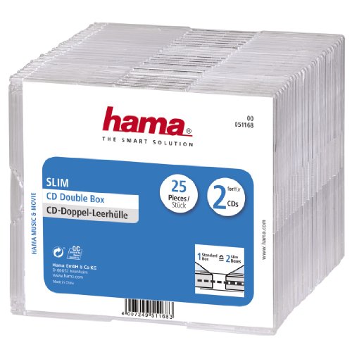 Hama Custodia CD Doppia Slim Trasparente, 25 pzz.