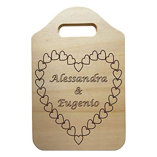 TAGLIERE DECORATIVO in legno personalizzato con cuori e nomi Idea regalo originale