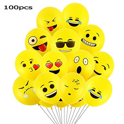 Goushy 100pcs Palloncini Colorati Emoji Emoticon per Compleanni Festa per Bambini,Natale,Party, Matrimoni, Nozze Decorazione regalini fine