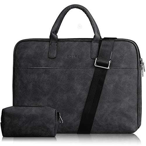 BOTRE Uomo Donna Borsa a Tracolla Borsetta Borsa per PC Portatili 13-15.6 Pollici e Tablet (15.6Pollici, Nero)