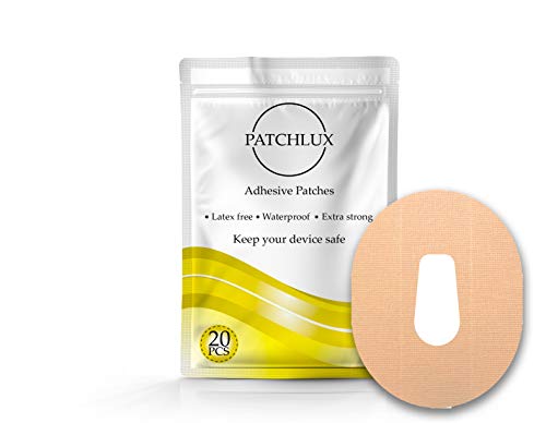 Patchlux - Confezione da 20 cerotti adesivi per protezione sensori CGM, impermeabili, nastro pre-tagliato, di lunga durata, compatibili con Dexcom G6