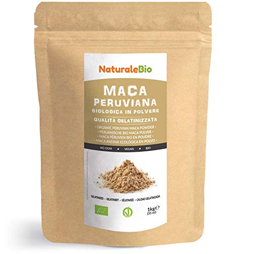 Maca Peruviana Biologica in Polvere [ Gelatinizzata ] 1 kg. 100% Naturale e Pura, Prodotto in Perù dalla Radice di Maca Bio. NaturaleBio