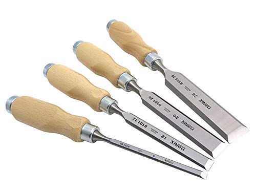 Narex (Made in Czech Republic) 4 pc set 6mm (1/4), 12 (1/2), 20 (3/4) , 26 (1 1/16) mm Woodworking Chisels 863010 by Narex