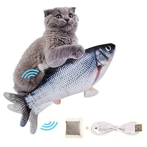 Giocattoli Elettrici per Pesci, Catnip Giocattoli per Gatti, Giocattolo interattivo Gatto, Simulazione Peluche di Pesce Giocattoli Interattivi per Gatti Gatto Cuscino con USB Ricaricabile