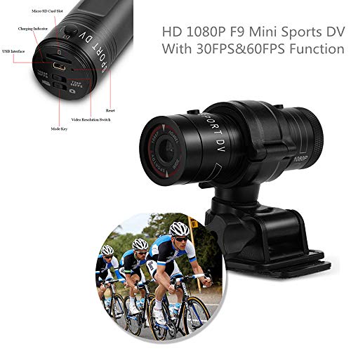 Mini Videocamera Sportiva,Full HD 1080P DV Portatile Telecamera, 120°Obiettivo Grandangolare,USB 2.0 Interfaccia,Supporta la Scheda TF ad Alta Capacità,Impermeabile Camera per Bici da Auto Sportiva