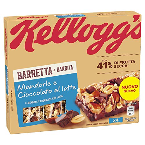 Kellogg's Barretta Kellogg's Mandorle e Cioccolato al Latte - 4 Pezzi da 32 g, Totale: 128 g