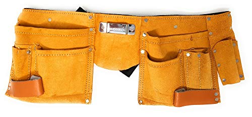 Cintura Attrezzi in pelle con 11 Taschen Werkzeug-Gürtel (con Coltello, Borsa Chiodi, Set Martello + Cintura in Nylon )