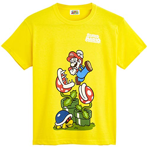 Super Mario Maglietta Bambino con Personaggi Videogioco Supermario Kart, Magliette Manica Corta Gialla, Abbigliamento Estivo, T Shirt 100% Cotone, Idea Regalo Compleanno Bimbo 5-12 Anni (7-8 Anni)