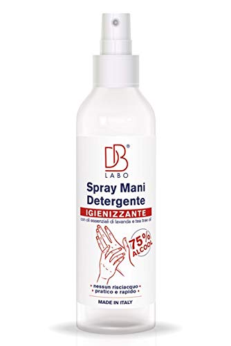 Spray Igienizzante Mani e superfici - Disinfettante Alcolico 75% con Olio essenziale Di lavanda - Lavamani Senza Risciacquo - 100 ml