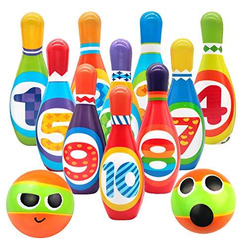 Birilli Bowling Bambini con 10 Birilli e 2 Palle Giochi da Spiaggia Esterno e al Coperto Giochi Educativi Idee Regalo per Bambini 3 4 5