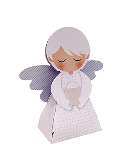 20 PEZZI Portaconfetti a forma di ANGELO CELESTE COMUNIONE bambino scatolina carta BOMBONIERA
