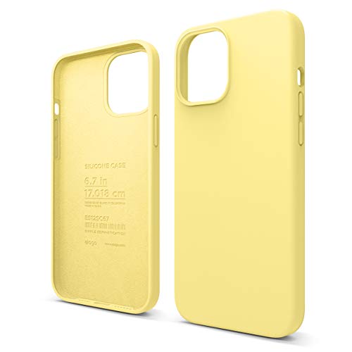Elago Silicone Liquido Custodia Cover Compatibile con iPhone 12 PRO Max Case (6.7”), Silicone Liquido Premium, Protezione Full Body : Case Antiurto 3 Strati (Limone Giallo)