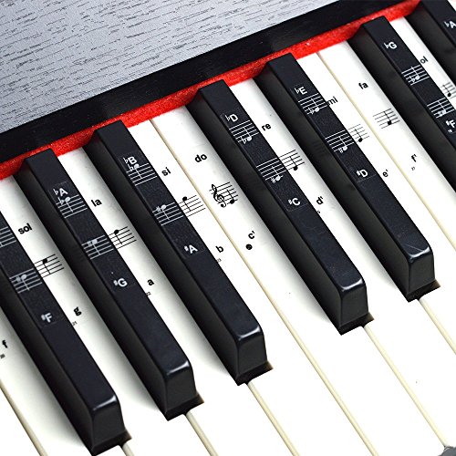 Tastiera o pianoforte adesivi per 49/61/76/88 chiave tastiera, piano e tastiera Music note Full set adesivi per bianco e nero chiavi, trasparente e rimovibile, perfetto per bambini e principianti