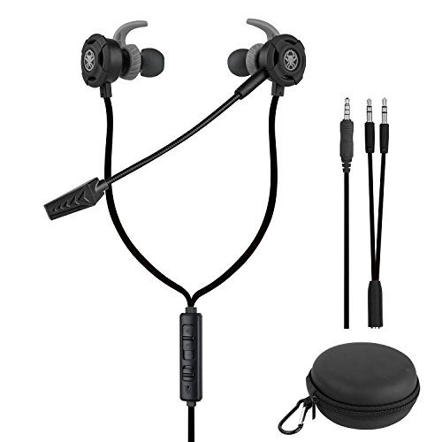 Samoleus Cuffie in-Ear con Microfono, Auricolare con Cavo Auricolari in Ear con 3 Paia di Auricolari per Xbox One/PS4/Mobile Phone/PC/Laptop (Nero - Cuffie in-Ear)