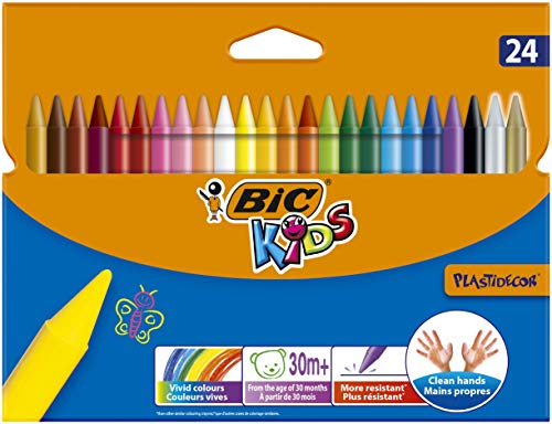 Bic Kids Plastidecor Pastelli Colorati Confezione da 24 Pastelli Colori Assortiti