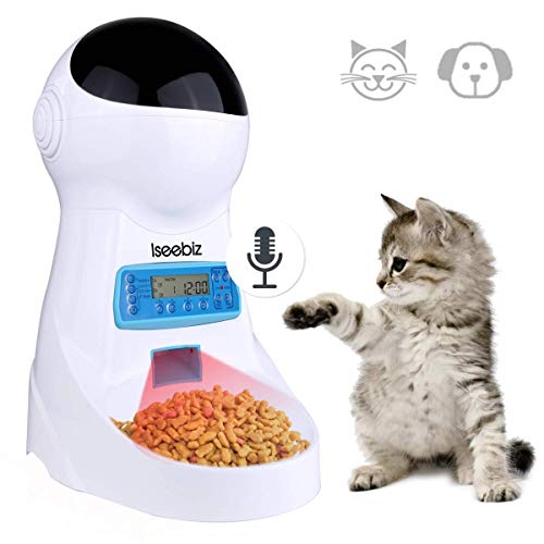 Distributore Automático di Cibo Pet Feeder Automatic per Animali Per Cani Gatti Animale domestico Alimentatore con timer, registrazione suono 4 alimentatori per gatti e cani