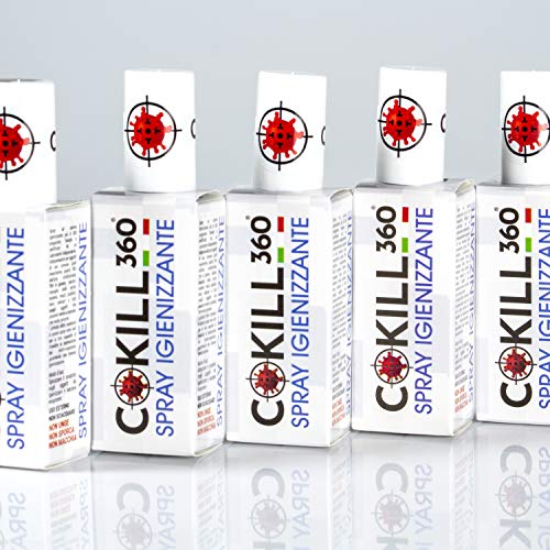 Cokill 360 Kit Di 5 Spray Igienizzante 30 Ml Universale Per Tutte Le Superfici e Tessuti, Uso Personale, Disinfettante Per Materiale Scolastico