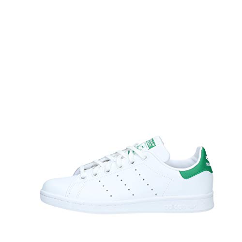 Adidas Stan Smith J, Scarpe da Basket Unisex – Bambini, Bianco (Footwear White/Footwear White/Green), 37 1/3 EU