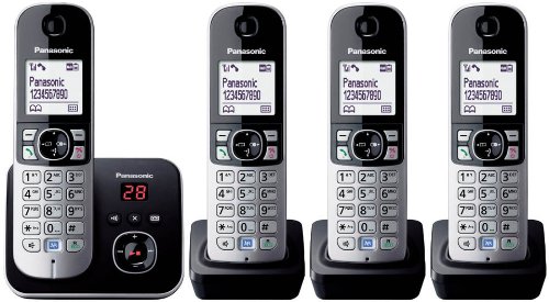 Panasonic KX-TG6824GB - Telefono cordless DECT, schermo da 4,6 cm (1,8 pollici), con segreteria telefonica, colore: Nero (importato da Germania)