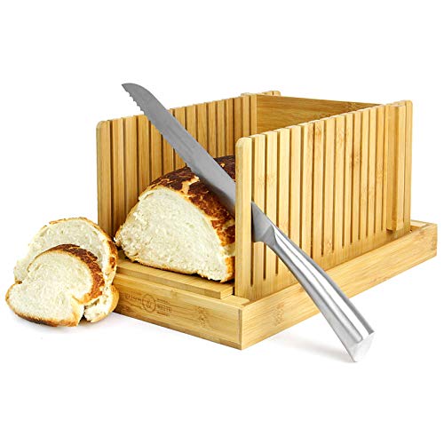 Affettatrice per pane di bambù | Guida per affettare taglieri e coltelli | Regolabile, pieghevole, compatto | M&W