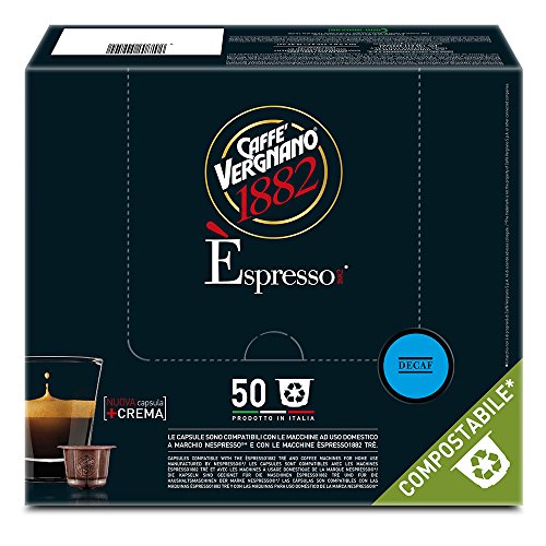 Caffè Vergnano 1882 Èspresso Capsule Caffè Compatibili Nespresso, Decaffeinato - Pack da 50 capsule