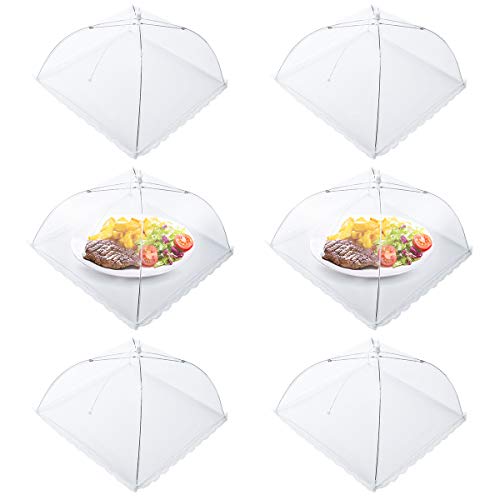 Homealexa Coprivivande a Rete Pieghevole Anti Insetti Set 6 Pz Copri Alimenti Copertura Tende Ombrello per Cibi Protezione in Rete a Maglia per Barbecue Picnic Resistente a Zanzare Mosche 44x44x30 cm