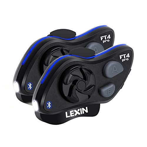 Interfono casco LEXIN FT4 Pro con strobo SoS, auricolare Bluetooth per moto per navigazione e telefono cellulare, comunicatore per Motorrider.