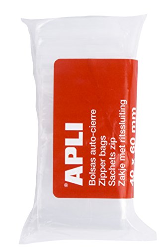 APLI - Confezione di 100 sacchetti di plastica richiudibili 40 x 60 mm