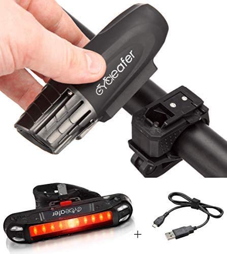 Cycleafer® Luci Bicicletta LED Ricaricabili USB, 3 ANNI DI GARANZIA, Luce Bici Anteriore e Posteriore Super Luminoso Luce Bici LED per Bici Strada e Montagna