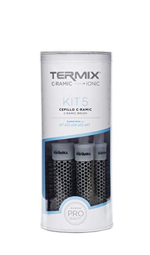 Termix C·Ramic - Pack di 5 spazzole per capelli rotonde trasparenti con tecnologia ceramica che conferisce lucentezza ai capelli e previene l'effetto crespo. Comprende i diametri 17, 23, 28, 32 e 43.