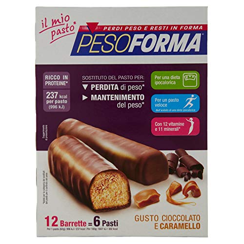 Pesoforma Barrette Cioccolato e Caramello - Pasti sostitutivi dimagranti SOLO 237 Kcal Ricco in proteine - 6 pasti