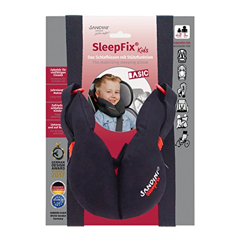 SANDINI SleepFix® Kids BASIC – Cuscino per bambini/ Cuscino del collo con funzione protettiva – Accessori per seggiolini per bambini come versione BASIC per auto/ moto/ viaggi – Designed in Germany