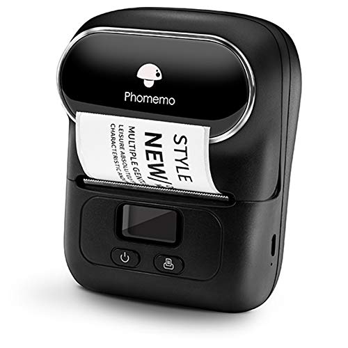 Phomemo M110 Stampante per Etichette-Stampante termica per etichette portatile、stampante etichette adesive，Adatto per Ufficio,Codice a barre,trasporto,cavo,Negozio, Con 1 etichetta 40 × 30 mm, Nero