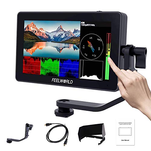 Feelworld F6 Plus 5.5 Pollici On Camera Field DSLR Monitor Touch Screen HDR 3D Lut Forma d'onda Small Full HD 1920x1080 IPS Video Peaking Focus Assist con 4K HDMI Tipo C 8.4V DC Output