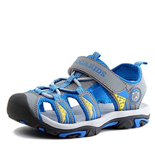 SAGUARO Sandali Estivi Bambini Outdoor Ragazzi Cuoio Morbida Sandali da Spiaggia Sport Antiscivolo Sandali Scarpe da Trekking Grigio Gr.33