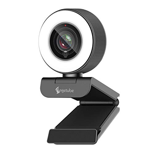 Angetube Streaming HD Webcam 1080P con Anello di Luce, 967 USB PC autofocus Webcam con Doppio Microfono,videocamera per Mac Windows Portatile per conferenze e Giochi Xbox Skype OBS Twitch Youtube