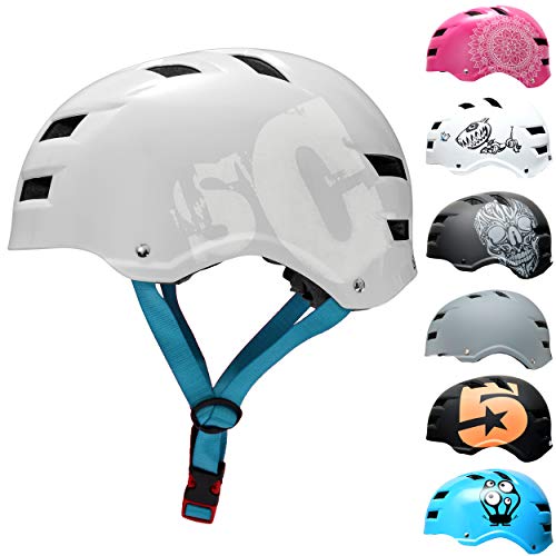SkullCap® BMX & Casco per Skater Casco - Bicicletta & Monopattino Elettrico, Design: SC Sapphire, Taglia: M (55-58 cm)