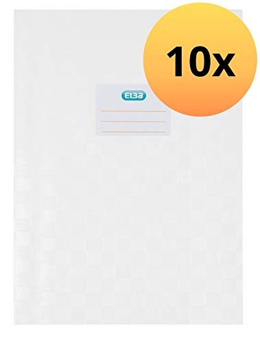 Landre 100420059 - Copertina per quaderno, formato DIN A4, in PVC con stampa effetto rafia, 10 pezzi, colore: Bianco