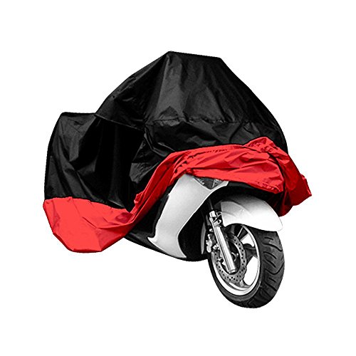 Lance Home Telo Motocicletta coprimoto Impermeabile, Antipolvere, Anti UV, Traspirante, per Esterni, con Sacca per Il Trasporto XXXL Nero + Rosso