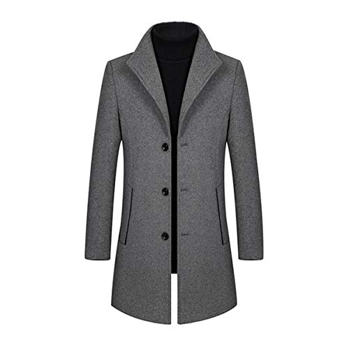 Allthemen Trench da Uomo Colletto alla Coreana Cappotto di Lana Casual Cappotto Lungo Invernale Cappotto Monopetto