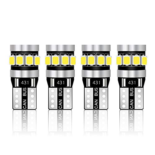 4pcs W5W t10 led canbus 6000k no error Auto Lampada 194 168 12 Leds 2835SMD 12V, per Interior Segnale, Cupola, Cruscotto, Diretto Replacment Interni Segnale Lettura Cruscotto Luce Car interno, Bianco