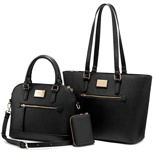 LOVEVOOK Borsa da Donna Set Grandi Borsa a Tracolla per Shopper Borsa in Pelle PU Borsa da Scuola per Ragazze Borsa per Adolescenti Borsa per Ufficio Scuola Shopping Regalo da Viaggio, Nero