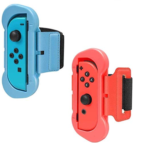 Cinturini da Polso Compatibile con Nintendo Switch Just Dance 2020 / 2019, [2 PCS] Polso elastico regolabile per Joy Con Controller Due taglie per adulti e bambini (Rosso & blu)