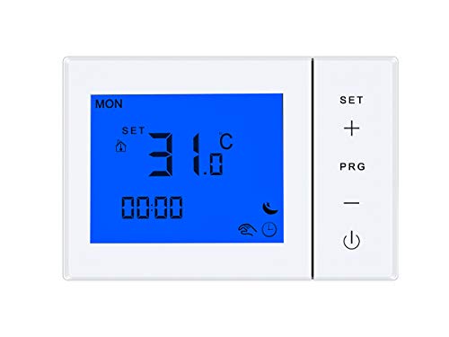 LEDLUX LL0256 Termostato Con Display LCD Tasti Touch Rettangolare Standard 503 Programma Settimanale Per Caldaia A Gas Alimentato Con 2 Batterie AA (130X90X27mm)