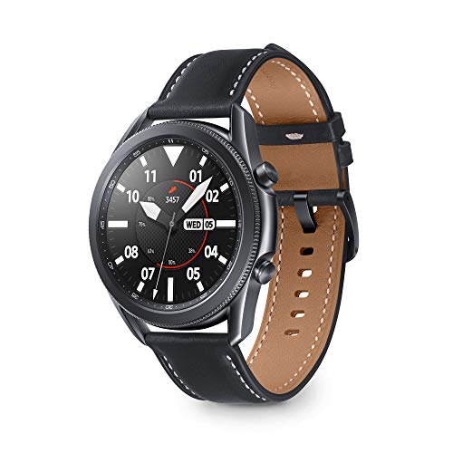 Samsung Galaxy Watch3 Smartwatch Bluetooth, cassa 45mm acciaio, cinturino pelle, Saturimetro, Rilevamento cadute, Monitoraggio sport, 53,8g, Batteria 340 mAh, IP68, Mystic Black [Versione Italiana]