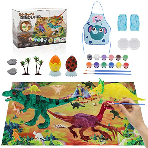 Vindany Dinosauro Giocattolo, Creativi Gioco Pittura Dinosauri, DIY Pittura Dinosauro Kit,30Pz Kit Pittura Dinosauro per Regalo di Compleanno per Bambini